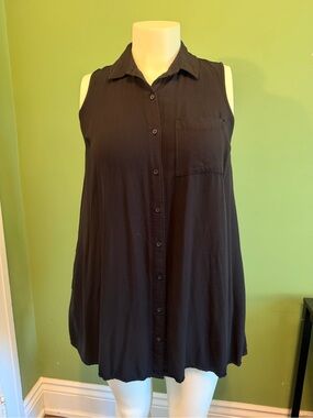 Old Navy Black Sleeveless Button-Front Mini Dress